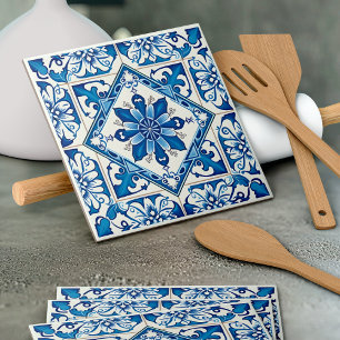 Mediterranean Tiles, Portuguese, Azulejo, Majolica Ceramic Tile