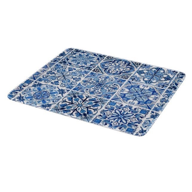 Mediterranean Tiles, Portuguese, Azulejo, Majolica Cutting Board (Corner)
