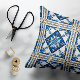 Mediterranean Tiles, Portuguese, Azulejo, Majolica Decorative Cushion