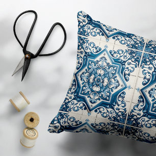 Mediterranean Tiles, Portuguese, Azulejo, Majolica Decorative Cushion