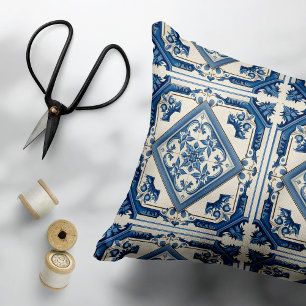 Mediterranean Tiles, Portuguese, Azulejo, Majolica Decorative Cushion