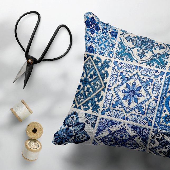 Mediterranean Tiles, Portuguese, Azulejo, Majolica Decorative Cushion (Creator Uploaded)
