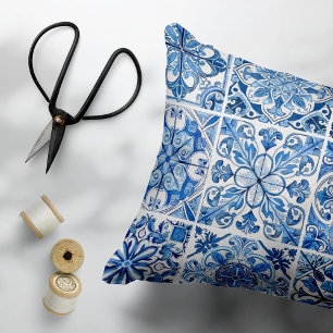 Mediterranean Tiles, Portuguese, Azulejo, Majolica Decorative Cushion