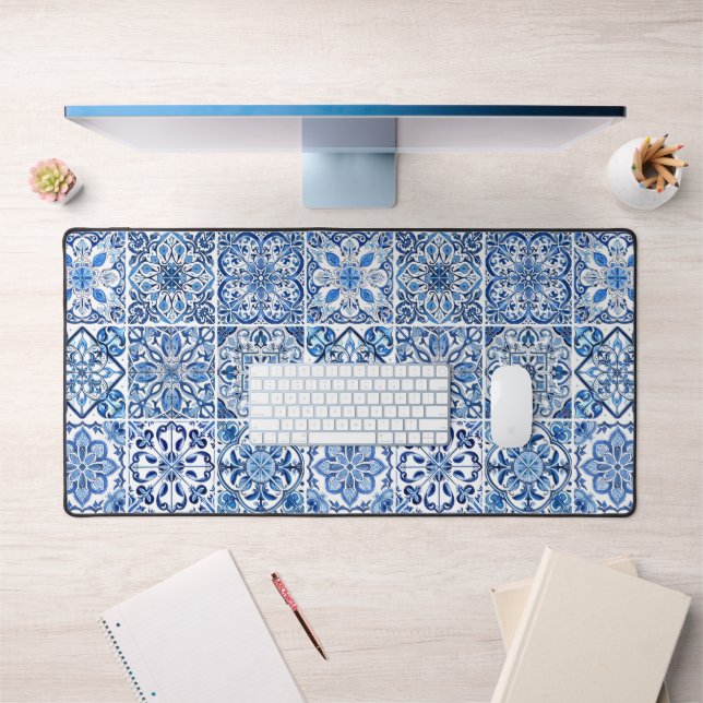 Mediterranean Tiles, Portuguese, Azulejo, Majolica Desk Mat (Office 1)