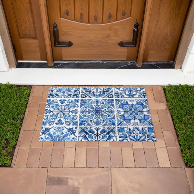 Mediterranean Tiles, Portuguese, Azulejo, Majolica Doormat (Outdoor)