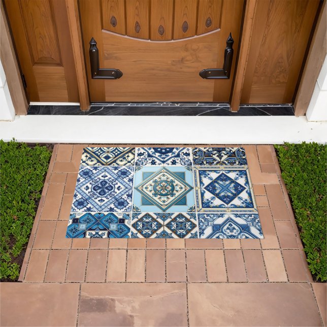 Mediterranean Tiles, Portuguese, Azulejo, Majolica Doormat (Outdoor)
