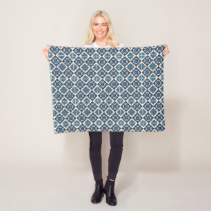 Mediterranean Tiles, Portuguese, Azulejo, Majolica Fleece Blanket