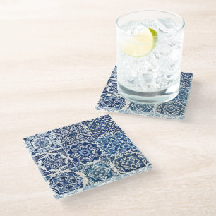 Mediterranean Tiles, Portuguese, Azulejo, Majolica Glass Coaster
