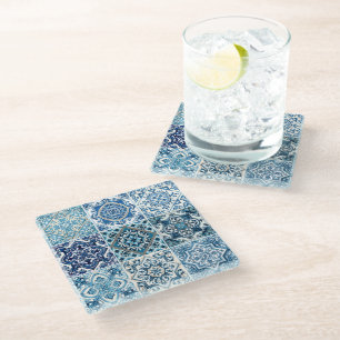 Mediterranean Tiles, Portuguese, Azulejo, Majolica Glass Coaster