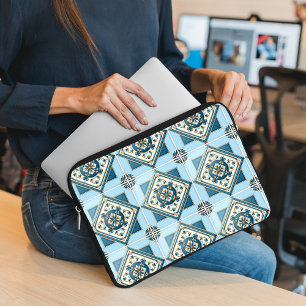 Mediterranean Tiles, Portuguese, Azulejo, Majolica Laptop Sleeve