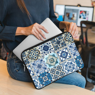 Mediterranean Tiles, Portuguese, Azulejo, Majolica Laptop Sleeve