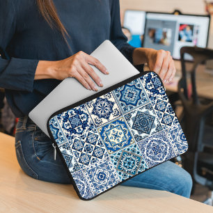 Mediterranean Tiles, Portuguese, Azulejo, Majolica Laptop Sleeve