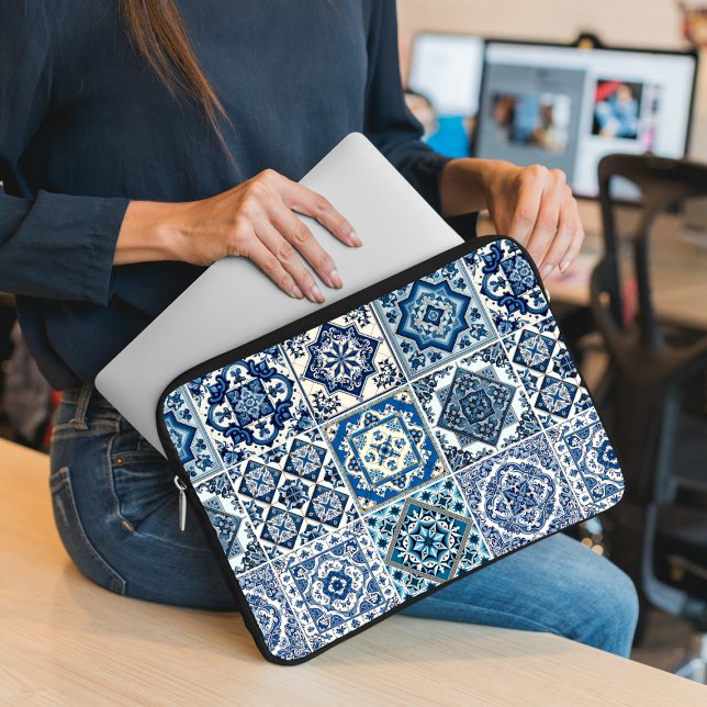 Mediterranean Tiles, Portuguese, Azulejo, Majolica Laptop Sleeve (Creator Uploaded)