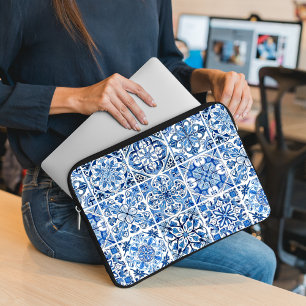 Mediterranean Tiles, Portuguese, Azulejo, Majolica Laptop Sleeve