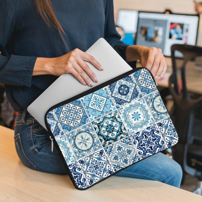 Mediterranean Tiles, Portuguese, Azulejo, Majolica Laptop Sleeve (Creator Uploaded)