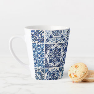 Mediterranean Tiles, Portuguese, Azulejo, Majolica Latte Mug