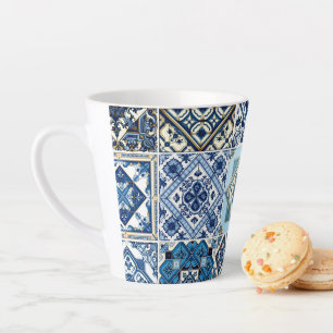 Mediterranean Tiles, Portuguese, Azulejo, Majolica Latte Mug