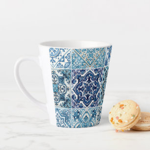 Mediterranean Tiles, Portuguese, Azulejo, Majolica Latte Mug