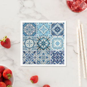 Mediterranean Tiles, Portuguese, Azulejo, Majolica Napkin