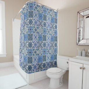 Mediterranean Tiles, Portuguese, Azulejo, Majolica Shower Curtain
