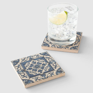 Mediterranean Tiles, Portuguese, Azulejo, Majolica Stone Coaster
