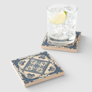 Mediterranean Tiles, Portuguese, Azulejo, Majolica Stone Coaster