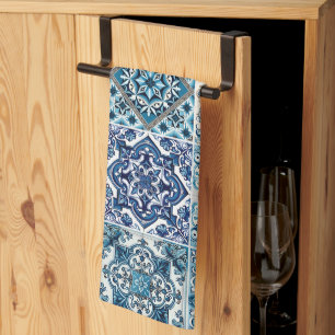 Mediterranean Tiles, Portuguese, Azulejo, Majolica Tea Towel