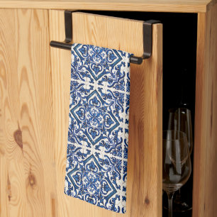 Mediterranean Tiles, Portuguese, Azulejo, Majolica Tea Towel