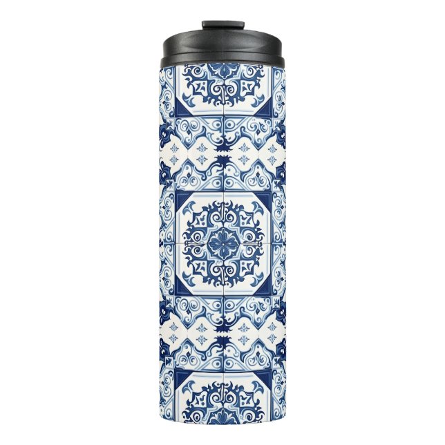 Mediterranean Tiles, Portuguese, Azulejo, Majolica Thermal Tumbler (Front)