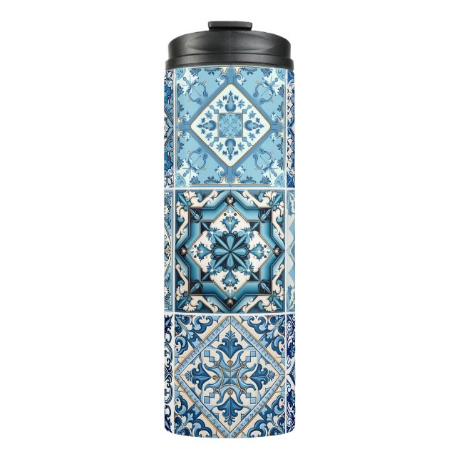 Mediterranean Tiles, Portuguese, Azulejo, Majolica Thermal Tumbler (Front)