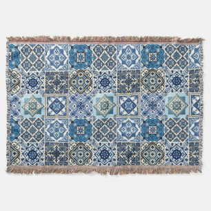 Mediterranean Tiles, Portuguese, Azulejo, Majolica Throw Blanket