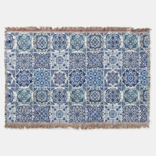 Mediterranean Tiles, Portuguese, Azulejo, Majolica Throw Blanket