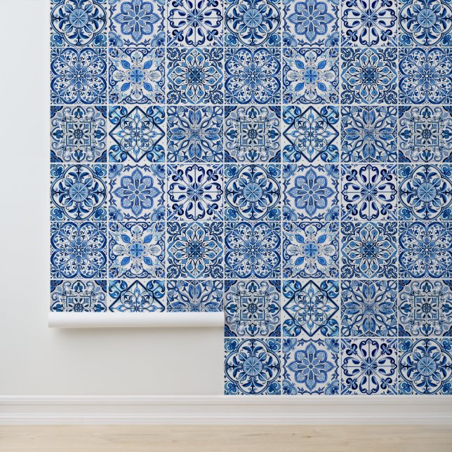 Mediterranean Tiles, Portuguese, Azulejo, Majolica Wallpaper (Application)
