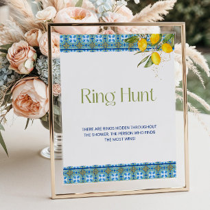 Mediterranean Tiles Ring Hunt Bridal Shower Poster