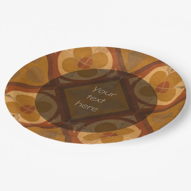 Mediterranean Traditional Ceramic Tile any Text Paper Plate (Angled)