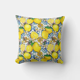 Mediterranean Traditional Pattern With Lemons  Cushion