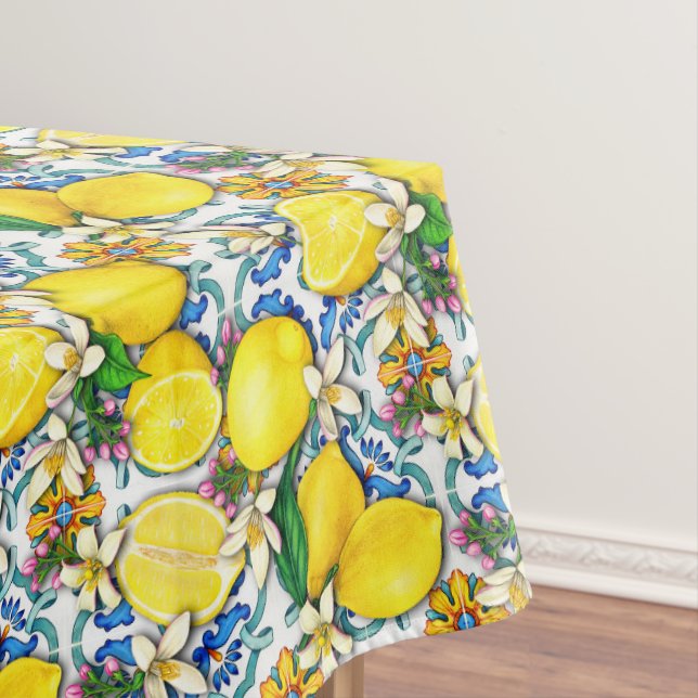 Mediterranean Traditional Pattern With Lemons Tablecloth (In Situ)