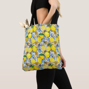 Mediterranean Traditional Pattern With Lemons Tote Bag