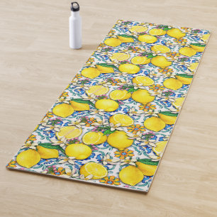 Mediterranean Traditional Pattern With Lemons Yoga Mat