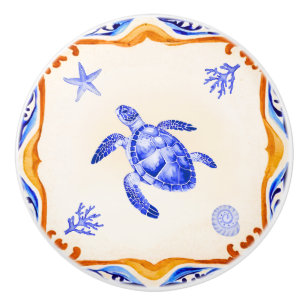 Mediterranean Turtle Ceramic Knob