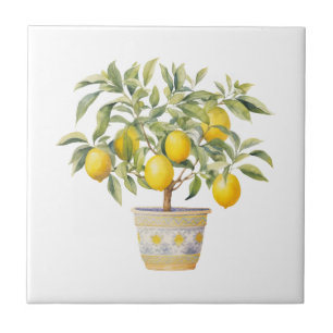 Mediterranean Tuscan Lemon Tree  Ceramic Tile
