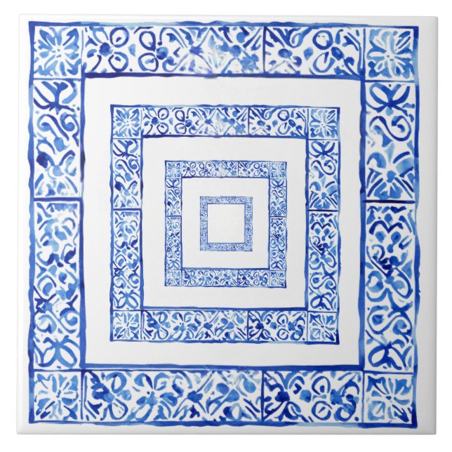 Mediterranean Tuscan Rustic Geometric  Ceramic Tile (Front)