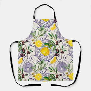 Mediterranean,Tuscan style,olives,pattern     Apron