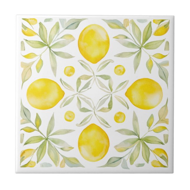 Mediterranean Tuscany Lemons  Ceramic Tile (Front)