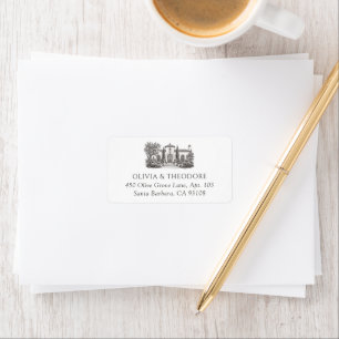 Mediterranean Villa Elegant Wedding Return Address Label