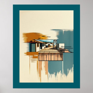 Mediterranean Villa Vintage Poster