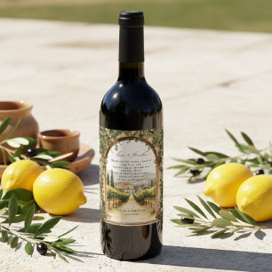 Mediterranean Vineyard Wedding Wine Label