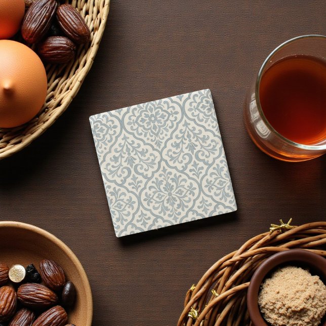 Mediterranean Watercolor Grey Arabesque Elegant Stone Coaster (Mediterranean Watercolor Grey Arabesque Elegant Stone Coaster)