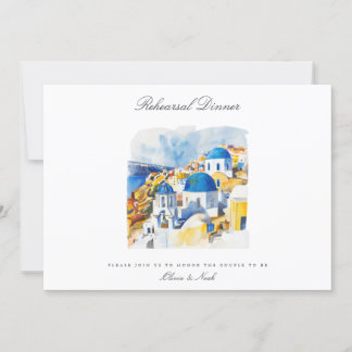 Mediterranean Watercolor Rehearsal Dinner Card