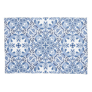Mediterranean Watercolor Tile Pillowcase